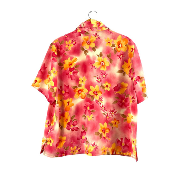 Women's Yellow Floral Bonworth Vintage Blouse LP - Picture 2 of 5